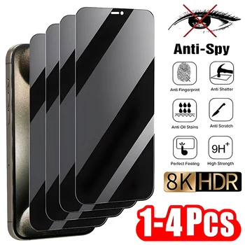 1-4Pcs 8K Защитная Пленка Для Экрана Конфиденциальности Для iPhone 15 13 12 11 14 Pro Max Mini 8 7 Plus XS MAX XR X SE 2020 Аксессуары из закаленного стекла