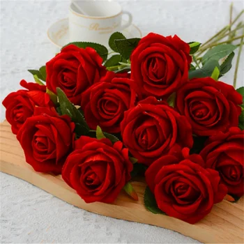 1 голова Красный синий цвет Искусственный цветок Шелковые розы Бордовый цветок Поддельная роза Букет Свадебная вечеринка Украшение стола Домашний декор