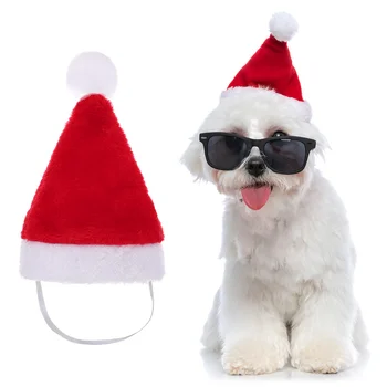 1 шт. Рождественская шапка для домашних животных Кошка Собака Санта-Клаус Аксессуары Щенок Котенок Рождественская вечеринка Украшение для шляпы