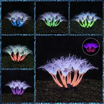 1 шт. Силиконовые светящиеся искусственные коралловые украшения для аквариума светящиеся в темноте поддельные коралловые украшения аквариум подводный декор растение