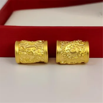 1 шт. Чистое 999 24-каратное желтое золото Женщины 3D Lucky Dragon Бусины Подвеска 0,9-1,1 г