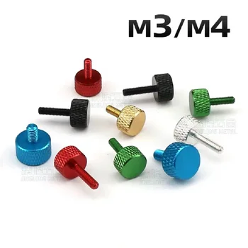 10 шт./лот M3 M4X6/8/10/12 черный, красный, глоден, синий, зеленый, серебристый, алюминиевый, цветной винт с накаткой