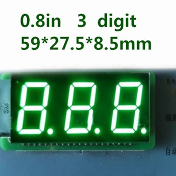 10 шт. Светодиодная цифровая трубка Зеленая светодиодная цифровая трубка 0,8 дюйма 0,8 дюйма 3 цифровая трубка 3 бит 7 сегментный светодиодный дисплей общий АНОД