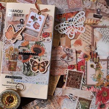  100 листов / упаковка Винтажные наклейки Washi DIY Альбом для вырезок Журнал Декоративные этикетки Наклейки Канцелярские товары
