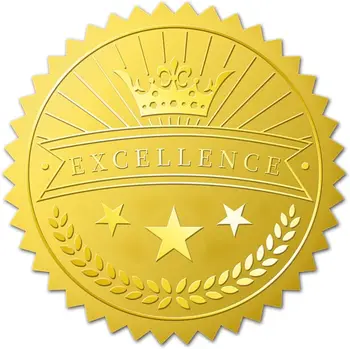 100 шт. Excellence Тисненые наклейки из золотой фольги Звезды Сертификат Печати для приглашений на фестиваль Выпускные нотариальные печати