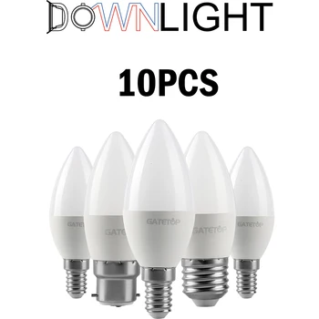 10Pcs 3W-7W 220V Светодиодная лампа C37 E27 / B22 / E14 Теплый белый / Дневной белый / Холодный белый без мерцания Лампа с высоким люменом для дома, офиса, класса