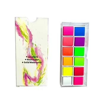 12 Флуоресцентные цветные акварельные краски Сплошная акварель для живописи