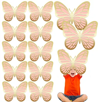 12 шт. 3D Красочная Бабочка Настенный Декор Сияющая Текстура Бабочка Настенное Искусство Наклейка Для Семьи Друг Сосед Подарки