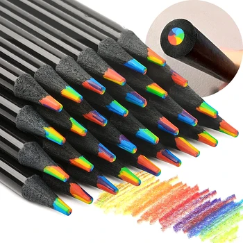 1Pc 7 цветов градиентные радужные карандаши Гигантские цветные карандаши Разноцветные карандаши для художественного рисования Раскраска Скетчинг Случайный