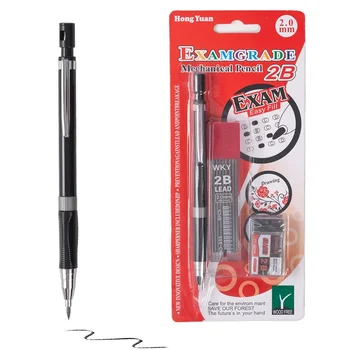 2 мм Механические карандаши с 2B стержнями и ластиком Черный японский стиль Студенческая манга Рисование карандашом Принадлежности для письма Канцелярские принадлежности
