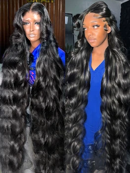 200% Body Wave 13x4 Кружевной передний парик 13x6 HD Кружевные фронтальные парики 30 40 дюймов 360 Полный кружевной парик Человеческие волосы Предварительно выщипанные парики для женщин