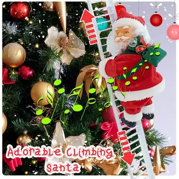 2022 Электрическая лестница для скалолазания Санта-Клаус Рождественское украшение Украшение Домашняя рождественская елка Подвесной декор с музыкальной игрушкой Подарок