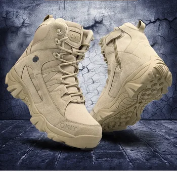 2023 Военные ботильоны Мужчины На открытом воздухе Натуральная кожа Тактические боевые ботинки Рабочая незащищенная обувь для мужчин Hiver Повседневная походная обувь