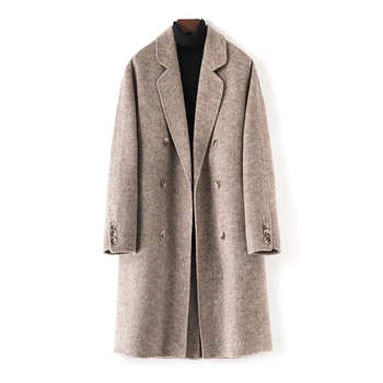 2023 зима двусторонние шерстяные пальто мужские однотонные двубортные утолщенные тренчи мужские элегантные повседневные шерстяные куртки