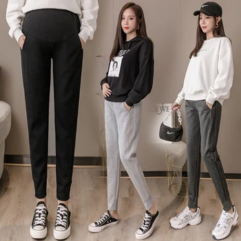 2023 Корейская осень Длинные свободные повседневные брюки для беременных с высокой талией Спортивные брюки для беременных женщин Спортивные штаны для беременных больших размеров