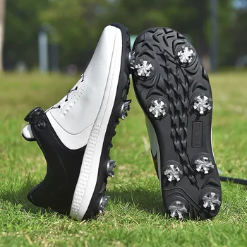 2023 Новое поступление Мужская обувь для гольфа Большой размер 47 Кроссовки для спортзала Мужские быстрые шнуровки Тренировка по гольфу Мужская противоскользящая спортивная обувь для мужчин