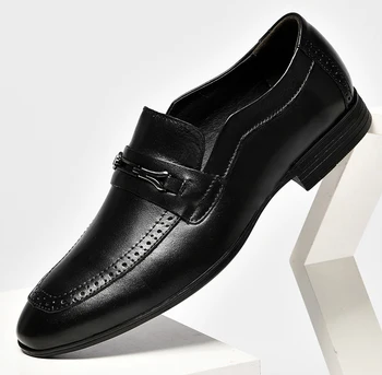 2023 Новые мужские деловые туфли из натуральной кожи Деловая офисная рабочая обувь Slip On Dress Обувь Мода Оксфорды Лоферы Плюс Размер37-49