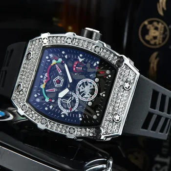 2023 Топ роскошный мужской бренд 3-очковый спортивный бег второй RM Diamond автоматические мужские часы полнофункциональные кварцевые часы
