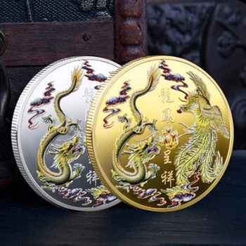 2024 Dragon Phoenix Благоприятный пользовательский цветной сезон струйной печати с памятным медальоном коллекции ручной церемонии