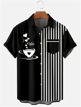 2024 Высокое качество Мужская рубашка в полоску с лацканами Роскошный простой стиль Быстросохнущие топы с коротким рукавом Мужчины Футболки больших размеров Лето