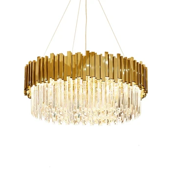 2024 Новая золотая хромированная 2-слойная хрустальная потолочная люстра Трендовое освещение Блеск подвесной светильник Lampen для гостиной