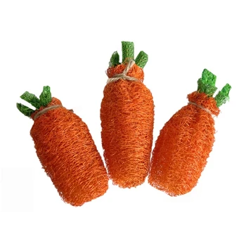 2024 Новая игрушка для жевания моркови из люфы для шиншиллы, морских свинок, кролика, хомяка, песчанки дегу, кролика, аксессуара для клетки из натурального материала