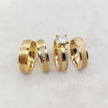 2024 Новое обещание кольца для женщин Свадебные помолвочные свадебные наборы для влюбленных пар 18-каратное позолоченное кольцо из нержавеющей стали ювелирные изделия