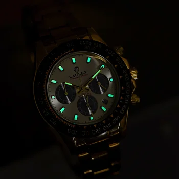 2024 Новые LAULEX 40MM Классические мужские кварцевые часы Роскошные водонепроницаемые часы из сапфирового стекла 30M Многофункциональный хронограф