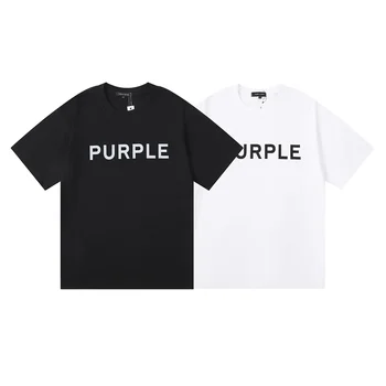 2024 новый прилив лето хай-стрит фиолетовые фирменные буквы напечатанные мужчины и женщины свободная повседневная футболка с короткими рукавами