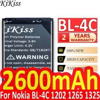 2600 мАч Сменный аккумулятор сотового телефона BL-4C BL4C для Nokia 6100 6125 6136 6170 6300 7705 7200 7270 8208 BL 4C Батарея