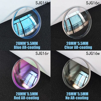 28x5,5x3,3 мм SKX013 SKX015 Сапфировое стекло Двойной выпуклый синий / красный / прозрачный / без просветляющего покрытия Замена деталей стекла для часов