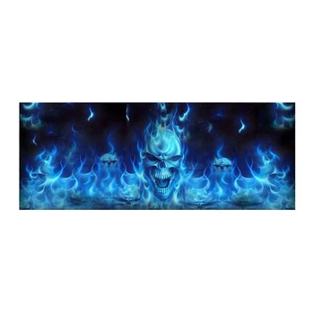 2X Одностороннее видение для внедорожника Пикап Синий пылающий череп 3D Наклейка на заднее лобовое стекло Наклейка Декор Заднее стекло Стеклянный плакат