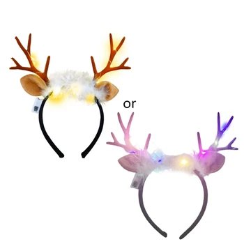 2XPC Рождественская светодиодная повязка на рога Прочный обруч для волос Светящиеся повязки на голову для женщин Унисекс Карнавалы Партии Фотопринадлежности