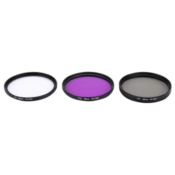3 в 1 Профессиональный фильтр объектива 58 мм для GoPro / Xiaomi Xiaoyi Yi Sport Action Camera CPL UV FLD / Фиолетовый