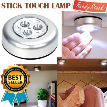 3 светодиод с питанием от батареи беспроводной ночник палка tap touch push шкаф безопасности шкаф кухонный настенный светильник