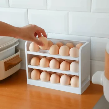 3-слойный стеллаж для хранения яиц флип-типа холодильник органайзер коробка креативный ящик для хранения яиц практичный контейнер кухонные аксессуары