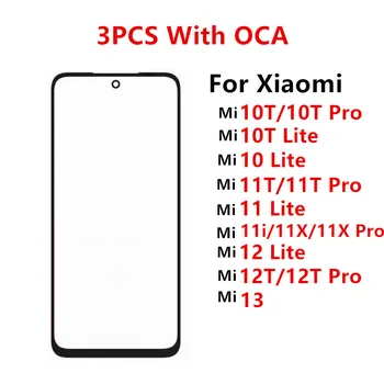 3 шт. Передний экран для Xiaomi Mi 13 12T 11T 10T Pro 10 Lite 11i 11X сенсорная панель ЖК-дисплей из стекла Заменить запасные части + OCA