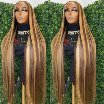 30 32-дюймовый омбре медовый блондин кружевные передние парики человеческие волосы 13x4 кружевной фронтальный парик с человеческими волосами женщины бразильские прямые человеческие волосы