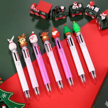 35 шт. Виды рождественских подарков: Рождественские ручки Рождественские елки Северные олени, милые мультфильмы, 6-цветная студенческая пресса, шариковая ручка