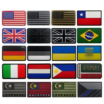 3D Нашивки для флага ПВХ Франция Бразилия Великобритания Украина Россия Моральный Значок Военный Открытый Рюкзак Крючок и Петля Тактическая повязка