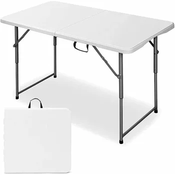 4 ft Складной стол для кемпинга и подсобных помещений Регулируемая высота - Белый