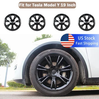 4 шт. Крышка ступицы для Tesla Model Y 19-дюймовый колпак колеса Запасные части для модернизации Аксессуары для полного покрытия, 6 стилей