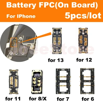 5 шт. Аккумулятор FPC Разъем для iPhone X XS XR 11 12 13 14 Pro Max 6 6S 7 8 Plus Внутренний FPC на плате Зажим Штекер Гибкие кабельные части