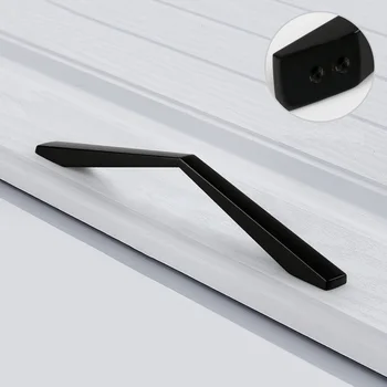 5 шт. Матовая черная ручка шкафа для ящиков Шкаф из цинкового сплава Ванная комната Кухонная ручка Дверная мебельная ручка H4441