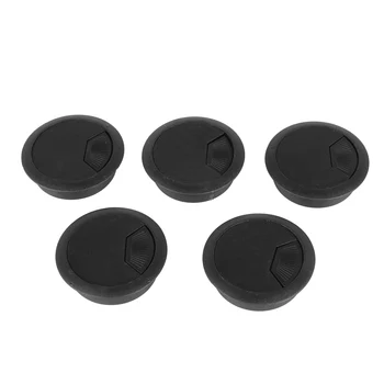 5 шт. Черные круглые пластиковые крышки для кабелей диаметром 70 мм для компьютерного стола