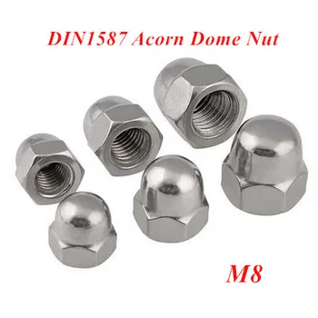 50 шт. M8 Acorn Dome Nuts DIN1587 шестигранная головка украшение крышки Гайка Нержавеющая сталь / углеродистая сталь