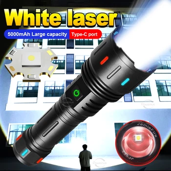 5000 мАч Сверхмощный лазерный светодиодный фонарик USB Перезаряжаемый светодиодный фонарик 18650 26650 Zoom Тактический фонарик Long Shot Охотничий фонарь