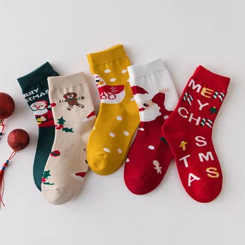 5Pairs/Set Рождественские детские носки для девочек и мальчиков хлопковые детские носки для девочек и мальчиков мода осень зима санта-клаус новый год подарок