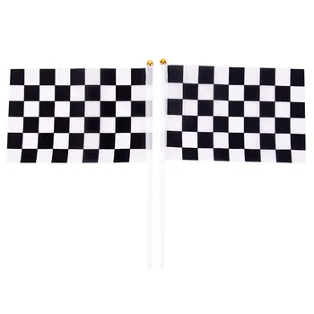 5x Черно-белый флаг Клетчатый гоночный баннер Полиэстеровые флаги Ручные сигнальные флаги