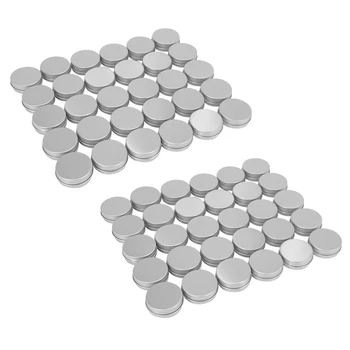 60 Упаковка Завинчивающаяся крышка Круглые металлические банки для бальзама для губ Контейнеры Крышки (1 унция)